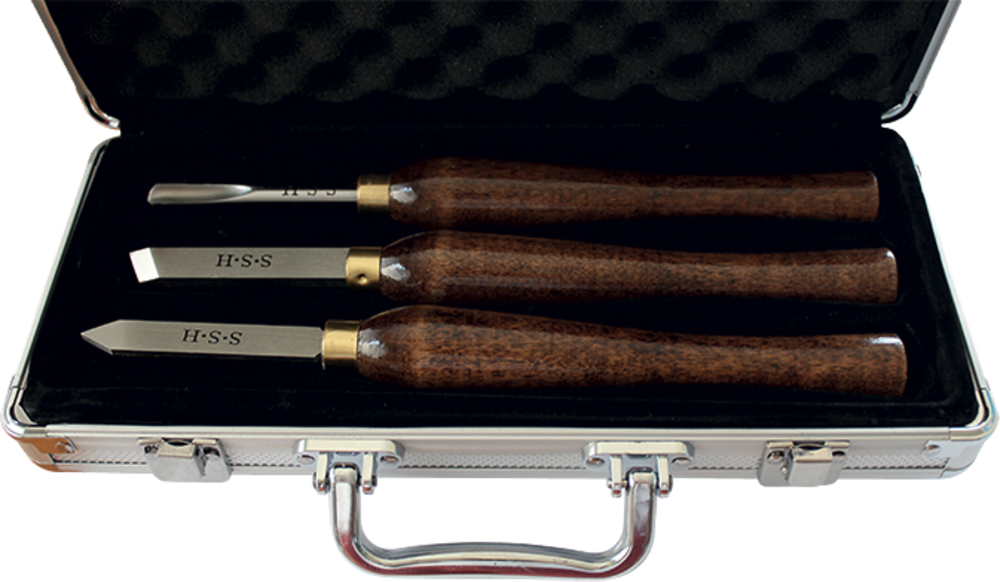 ASSORTIMENT 3 OUTILS DE TOURNAGE ACIER GOUGES PLANE PLATE / GRAIN D'ORGE / A PROFILER - 870.500.03 - LEMAN