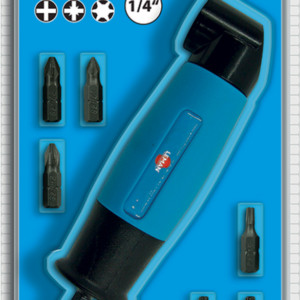 RENVOI D'ANGLE 90° POUR VISSEUSE + 6 EMBOUTS PH2 - PZ1 - PZ2 - T15 - T20 - T25 - 56007 - LEMAN