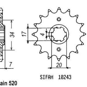 Pignon Honda - 125 Cr 1979-1985 - 520 - 13 Dents - Similaire JTF1329