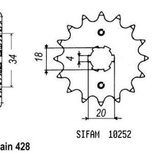Pignon Xlr 125 1983-1991 - 428 - 17 Dents - Similaire JTF259