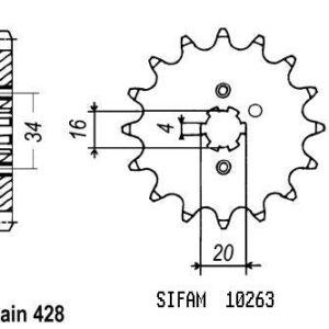 Pignon Tzr 125 1988-1992 - 428 - 17 Dents - Similaire JTF263