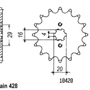Pignon Ts 125 R 1990-1996 - Ts 125 Er - Ts 125 X - 428 - 15 Dents - Similaire JTF425