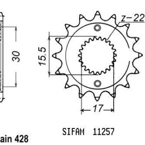 Pignon Honda - 80 Cr 1986-2001 - 428 - 14 Dents - Similaire JTF1257