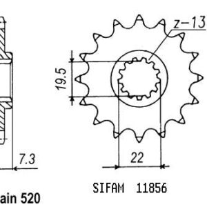 Pignon Dr 250 S 1982-1988 - 520 - 14 Dents - Similaire JTF434