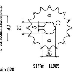 Pignon Sr 250 1991-1998 - 520 - 14 Dents - Similaire JTF569