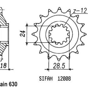 Pignon Gpz 1100 Unitrack 1983-1985 - 630 - 15 Dents - Similaire JTF523