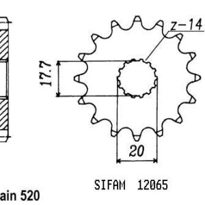 Pignon Yamaha - 125 Yz 1987-1999 - 520 - 14 Dents - Similaire JTF564