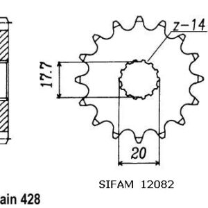 Pignon Yz 85 2001 - 428 - 12 Dents - Similaire JTF558