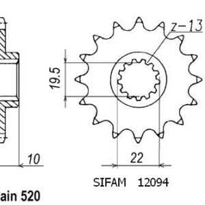 Pignon Ts 250 X 1985-1990 - 250 Rmx 1989-1998 - 520 - 12 Dents - Similaire JTF432