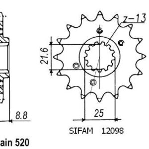 Pignon Xr 600 R 1991-2001 - 520 - 13 Dents - Similaire JTF309