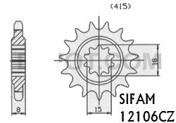 Pignon 50 Rx 1993-1995 - 50 Rs Extrema 1992-1994 - 415 - 14 Dents - Similaire JTF589