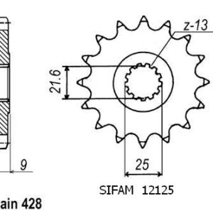 Pignon Sr 500 1991-1995 - 428 - 20 Dents - Similaire JTF1587