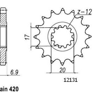Pignon Minarelli 50 1999-2007 420 - 420 - 12 Dents - Similaire JTF1120