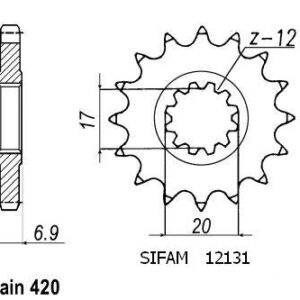 Pignon Minarelli 50 1999-2007 420 - 420 - 14 Dents - Similaire JTF1120