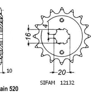Pignon Husqvarna 125 Wre - 125 Cr/Wr 1995-1998 - 520 - 12 Dents - Similaire JTF720