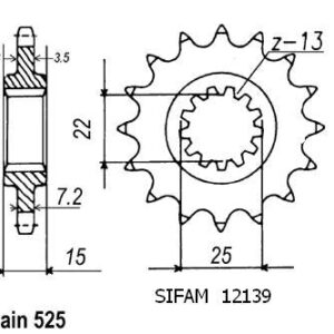 Pignon Zx-6r Ninja 1995-1998 - 525 - 15 Dents - Similaire JTF1515