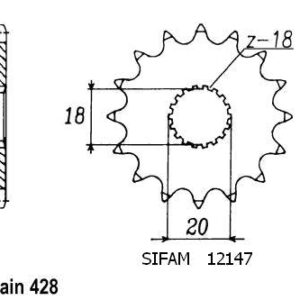 Pignon Gn 125 1992-1996 - Dr 125 S 1980-1985 - 428 - 14 Dents - Similaire JTF426