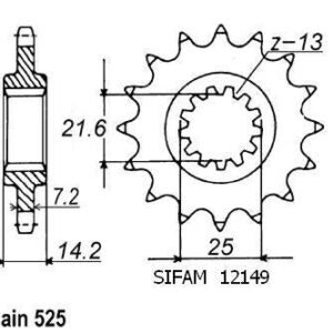 Pignon Zr 750 Zephir 1995-1998 - 525 - 15 Dents - Similaire JTF1531