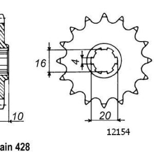 Pignon Gn 125 1996-1998 - 428 - 13 Dents - Similaire JTF410
