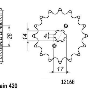 Pignon Derbi 50 2000-2005 - 420 - 14 Dents - Similaire JTF1127