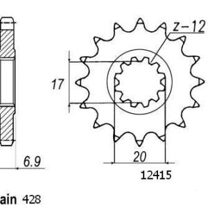 Pignon Hrd 50 - 428 - 12 Dents - Similaire JTF2415