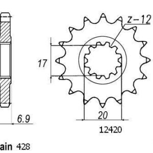 Pignon Beta 50 - 428 - 12 Dents - Similaire JTF4025