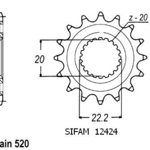 Pignon Yamaha Yzf/Wrf 250 2001-0 - 520 - 12 Dents - Similaire JTF1590