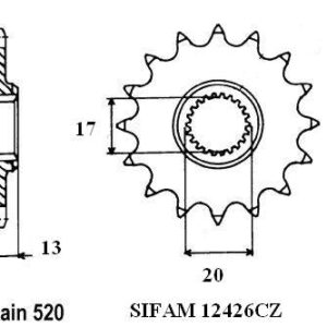 Pignon Tm 125 Cross - 520 - 12 Dents