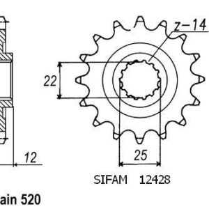 Pignon Gas-gas 200/250/300 Ec - 520 - 12 Dents - Similaire JTF715
