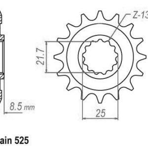 Pignon Kawasaki - 525 - 14 Dents - Similaire JTF1537