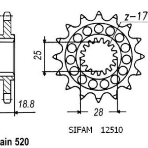 Pignon Racing - Rsv 1000 1998-2006 - 520 - 17 Dents - Similaire JTF705