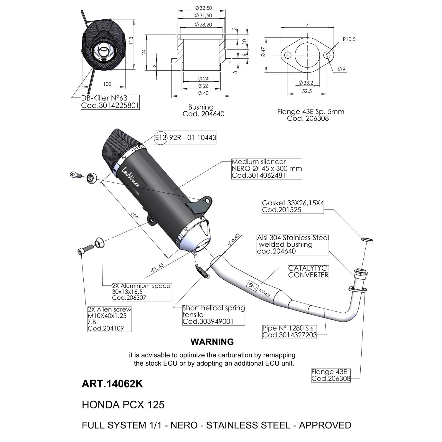 Ligne Complète NERO PCX 125 - Homologué