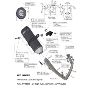 Ligne Complète LV ONE EVO Fibre de Carbone CB 125 R Neo Sports Café - Homologué