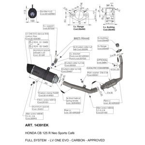 Ligne Complète LV ONE EVO Fibre de Carbone CB 125 R Neo Sports Café - Homologué