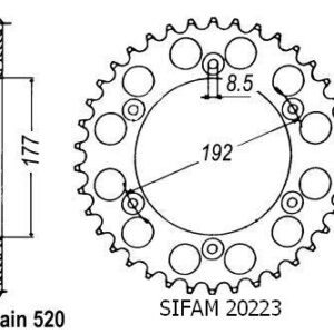 Couronne Husqvarna 125/250 Cr/Wr 1985-1987 - 520 - 48 Dents - Similaire JTR223