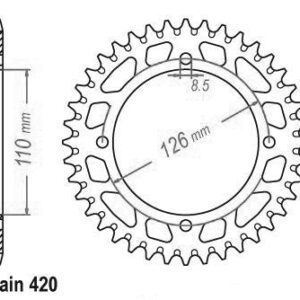Couronne Alu Kawasaki / Suzuki Kx65/Rm65 /Z46 - 420 - 46 Dents - Similaire JTA1465