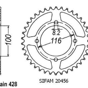 Couronne Alu Kawasaki 80/85 Kx 1983-2004 - 428 - 54 Dents - Similaire JTA462