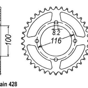 Couronne Kawasaki 80 Kx 1986-1999 - 428 - 51 Dents - Similaire JTR462