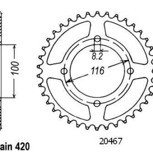 Couronne Alu Kawasaki 80/85 Kx 1983-2004 - 420 - 54 Dents - Similaire JTA461