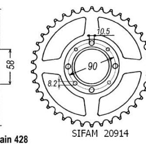 Couronne Cb 125 S/T2/Twin 1979-8 - 428 - 38 Dents - Similaire JTR269