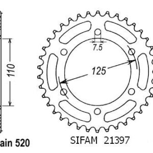 Couronne 125 Blues 1987-1993 - 520 - 40 Dents - Similaire JTR1397