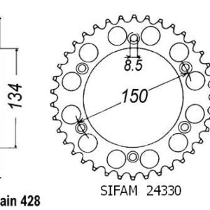 Couronne Kdx 125 1990-1999 - 428 - 48 Dents - Similaire JTR459
