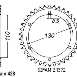 Couronne Tzr 125 R 1994-1996 - 428 - 46 Dents - Similaire JTR1870