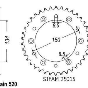 Couronne Alu Kawasaki 125/250 Kx 1983-2007 - 520 - 48 Dents - Similaire JTA460