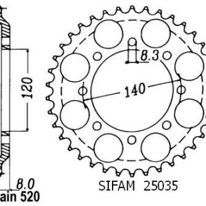 Couronne Klr 600 1984-1990 - 520 - 43 Dents - Similaire JTR477
