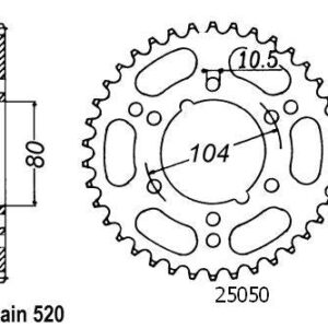 Couronne Zx-6 R 636 2005 - 520 - 40 Dents - Similaire JTR1478