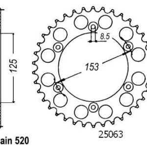 Couronne Honda 125/250/500 Cr - 520 - 50 Dents - Similaire JTR210