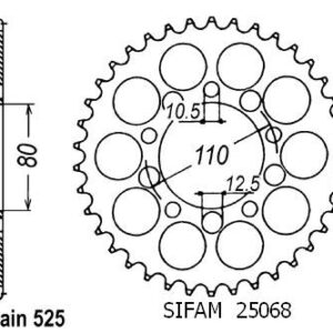 Couronne Cb500 R 1994-2003 - 525 - 40 Dents - Similaire JTR1332