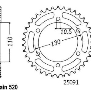 Couronne Gpz 500 Ex/S 1994-2000 - 520 - 41 Dents - Similaire JTR486