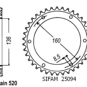 Couronne 350 Etx Tuareg Wind 8 - 520 - 45 Dents - Similaire JTR5